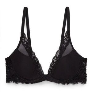 Natori Black Feathers Plunge Bra 30D